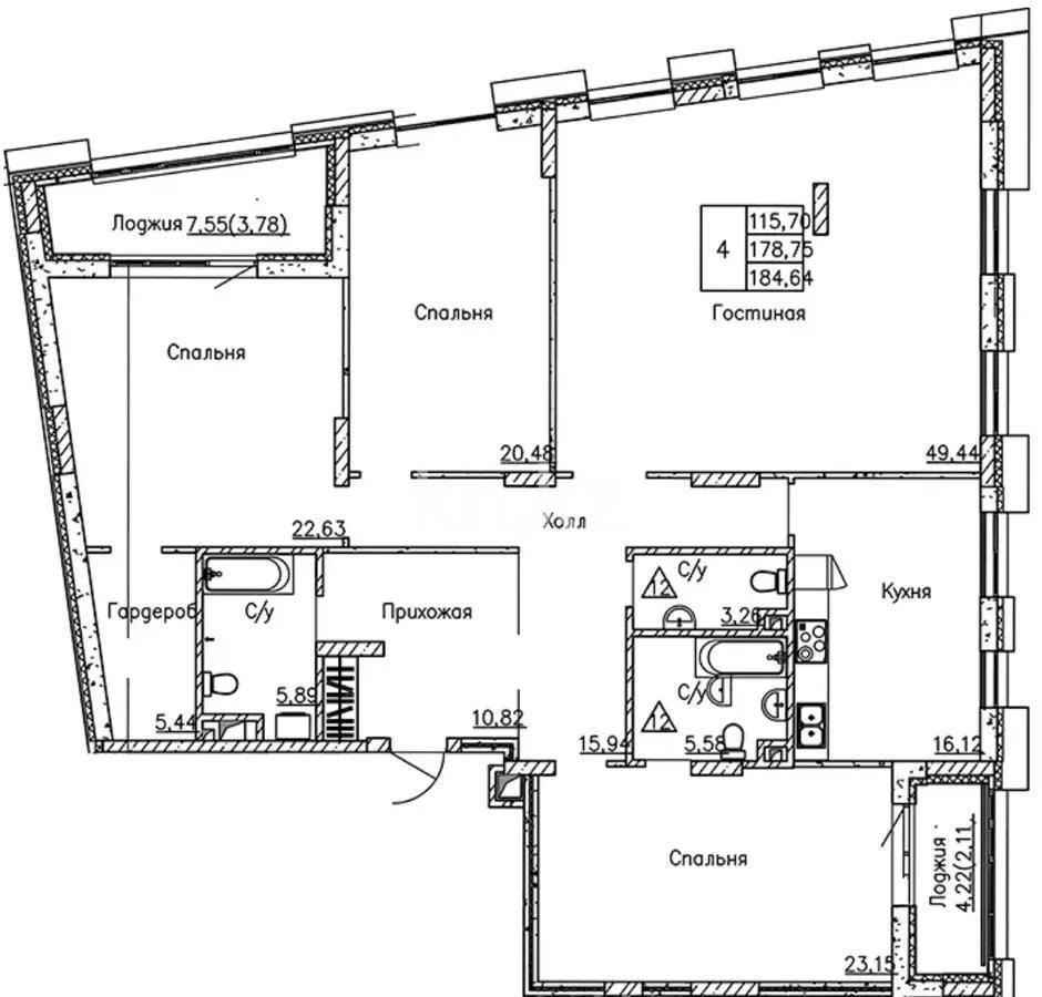 Продажа 4-комнатной квартиры, 187.7 м², ул. Бокейхана, дом  16/2 - Продажа  четырехкомнатных квартир в новостройках Астаны фото 1 из 1