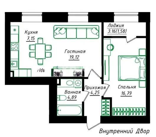 Продажа 2-комнатной квартиры, 53.78 м², ул. Нажимеденова, дом  5 - Продажа квартир в Астане без посредников фото 1 из 1