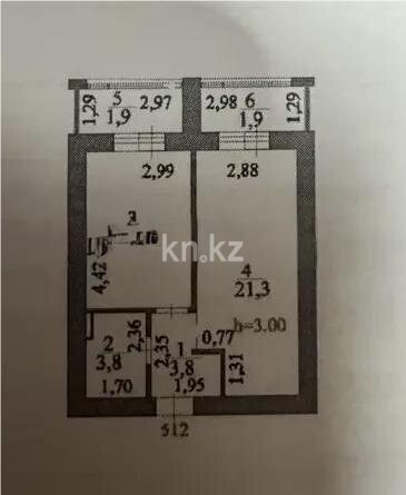 Продажа 1-комнатной квартиры, 45.6 м² в Астане