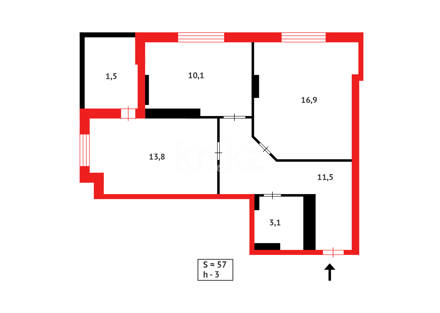 Продажа 2-комнатной квартиры, 56.9 м² - Продажа двухкомнатных квартир в Астане - страница 78 фото 9 из 9
