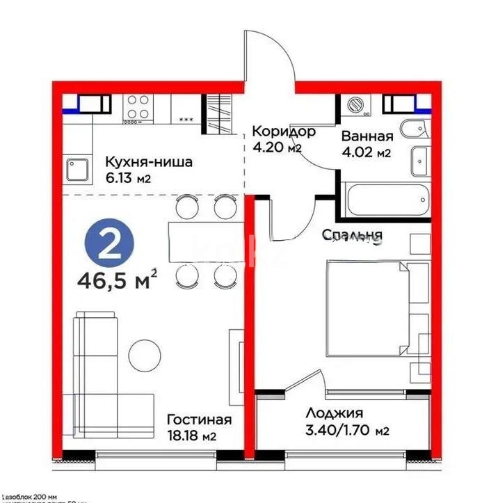 Продажа 2-комнатной квартиры, 46.5 м² в Алматы - фото 3