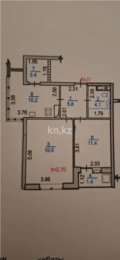 Продажа 2-комнатной квартиры, 55.8 м² в Алматы - фото 4