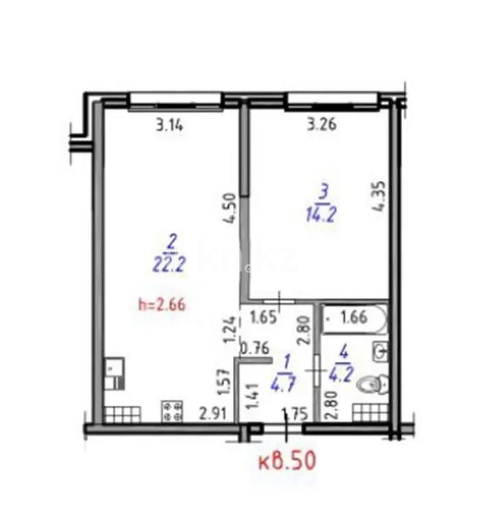 Продажа 2-комнатной квартиры, 45.3 м² - Продажа двухкомнатных квартир в монолитно-каркасном доме в Казахстане - страница 4 фото 5 из 5