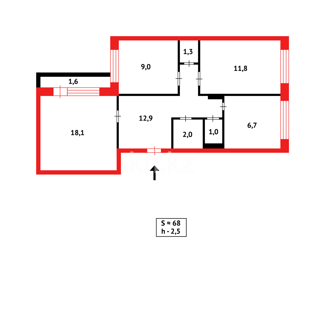 Продажа 3-комнатной квартиры, 68 м² - Продажа квартир в Караганде фото 6 из 6