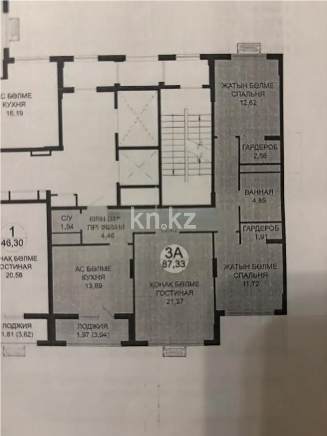 Продажа 3-комнатной квартиры, 87.33 м², пр. Туран, дом  39 стр - Продажа  трехкомнатных квартир в Астане без посредников с фото фото 1 из 1