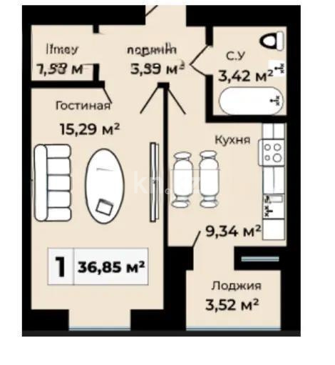 Продажа 1-комнатной квартиры, 37 м², ул. Байтурсынова, дом  36 в Астане