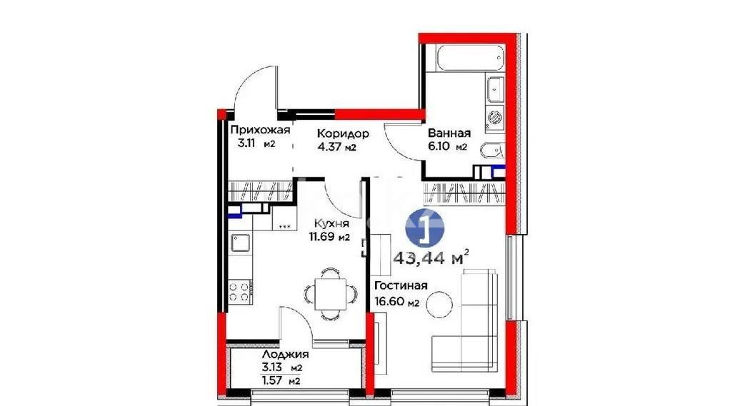 Продажа 1-комнатной квартиры, 43 м², ул. Ботакоз, дом  2/1 в Алматы