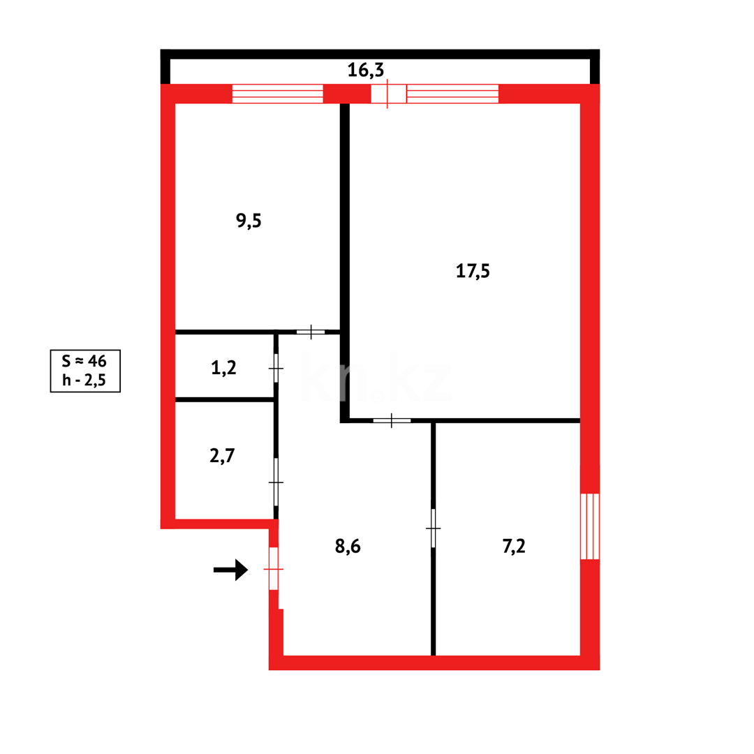 Продажа 2-комнатной квартиры, 47 м² - Продажа двухкомнатных квартир в Городе Караганды - страница 8 фото 19 из 19