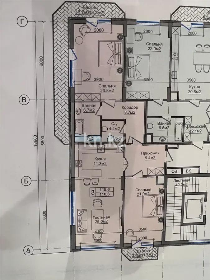 Продажа 3-комнатной квартиры, 115.6 м² в Алматы