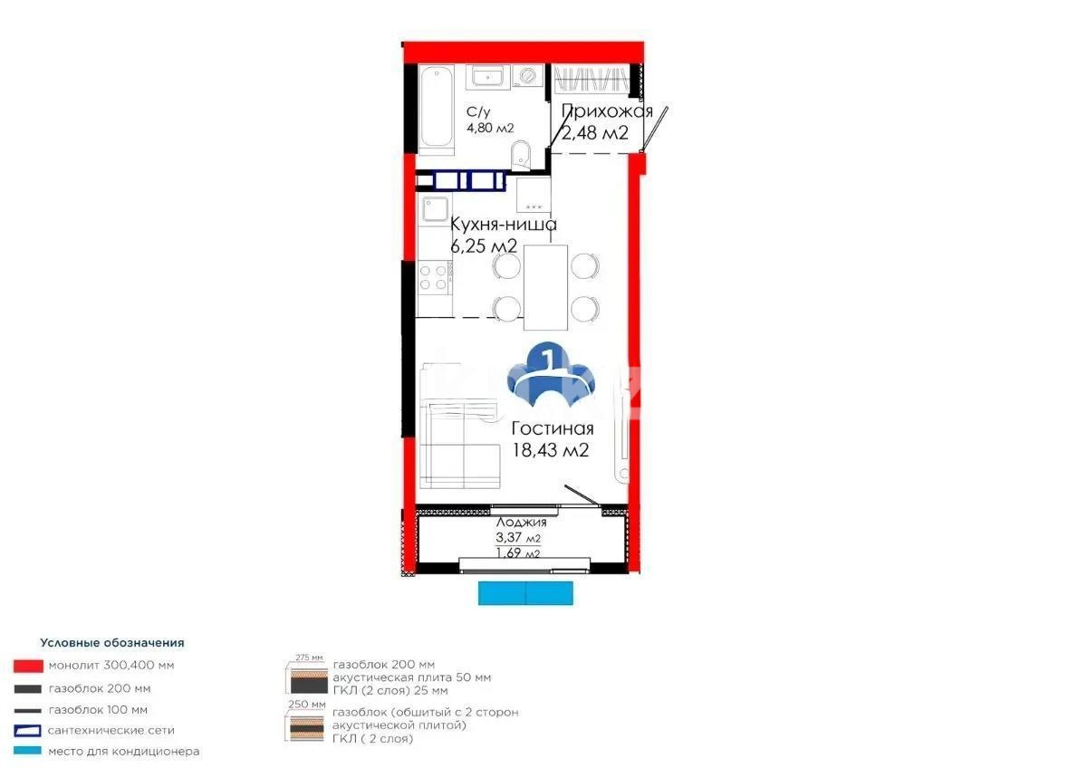 Продажа 1-комнатной квартиры, 33.65 м² - Продажа однокомнатных квартир в Алматы фото 1 из 1