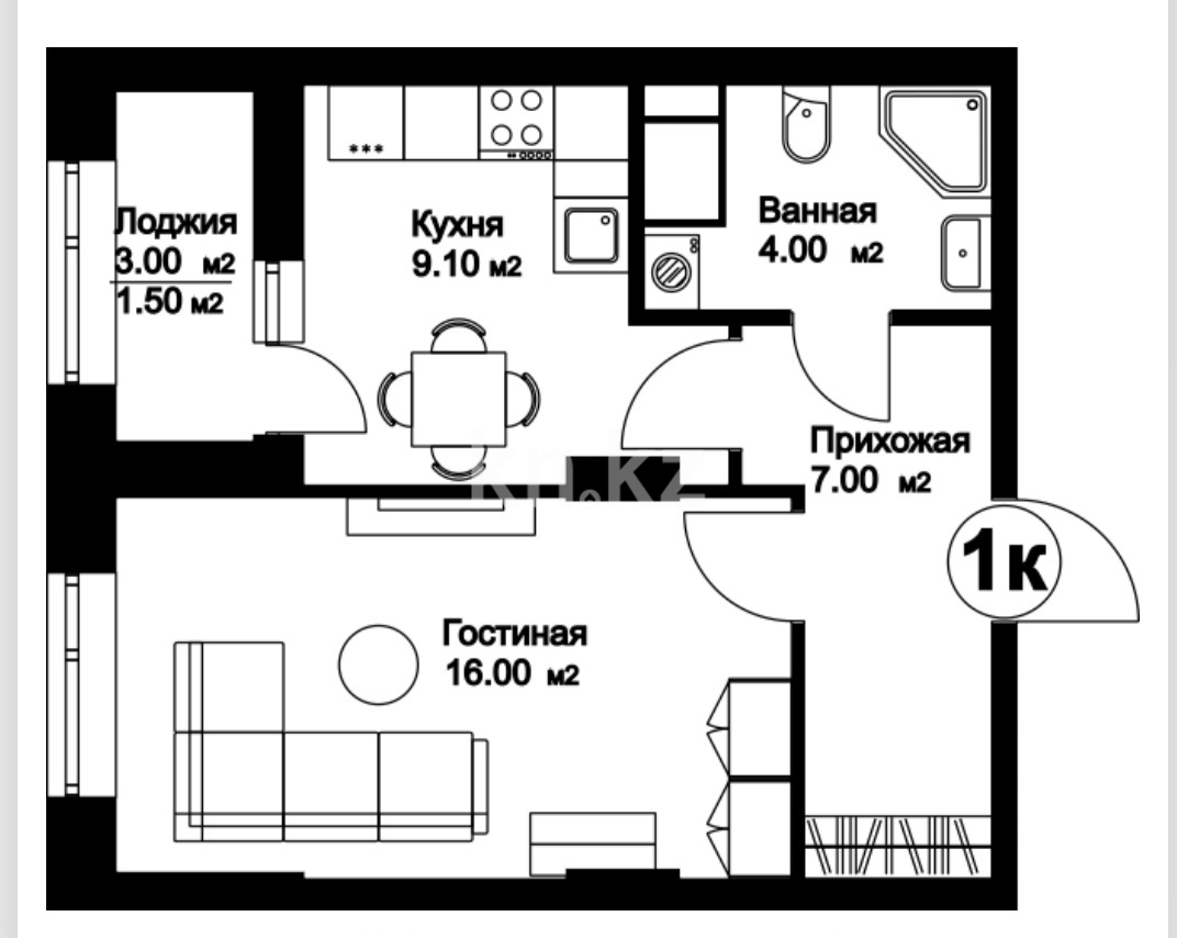 Продажа 1-комнатной квартиры, 40 м², ул. Шаймерденова, дом  4/3 - ул. Нажимеденова в Астане - фото 2 Продажа 1-комнатной квартиры, 40 м², ул. Шаймерденова, дом  4/3 - ул. Нажимеденова в Астане - фото 2