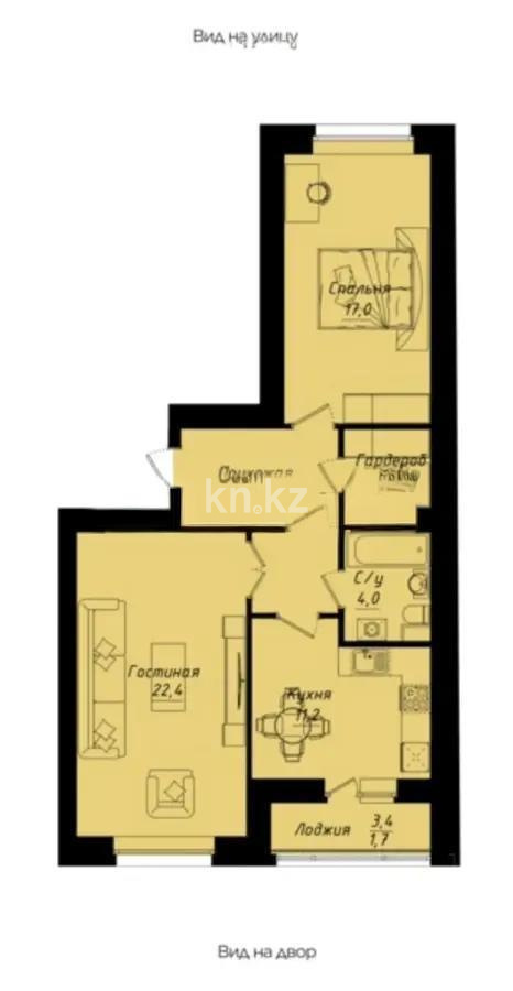 Продажа 2-комнатной квартиры, 69 м² в Астане