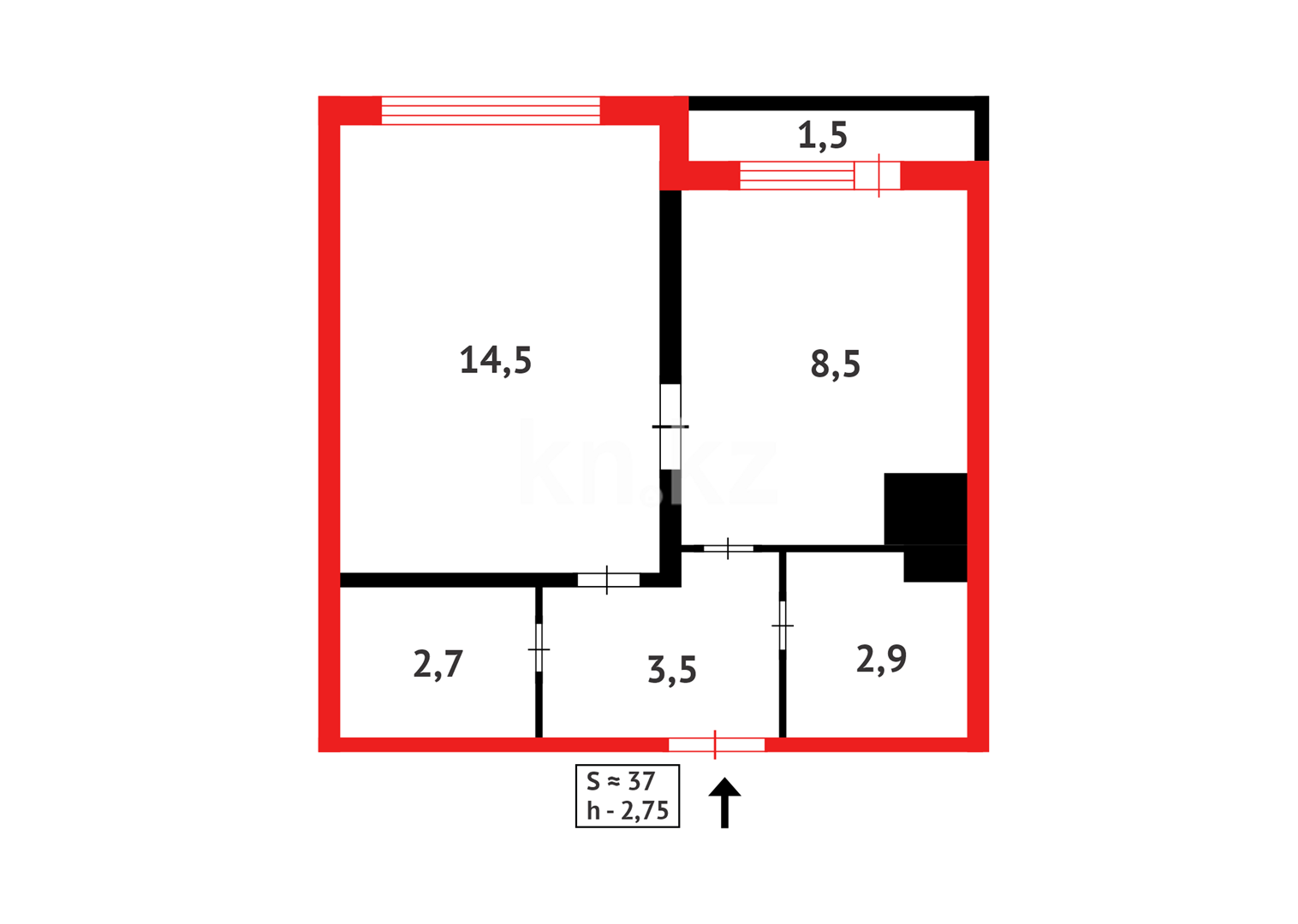 Продажа 1-комнатной квартиры, 36.5 м² - Продажа однокомнатных квартир в Казахстане фото 13 из 13