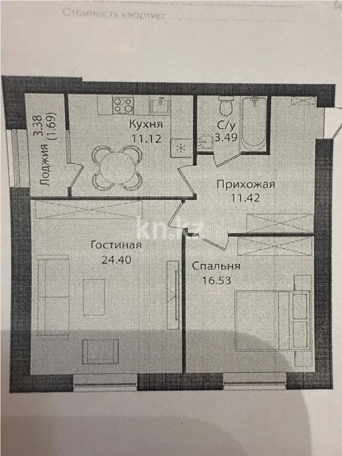 Продажа 2-комнатной квартиры, 68.65 м², ул. Е-15, дом  16 в Астане