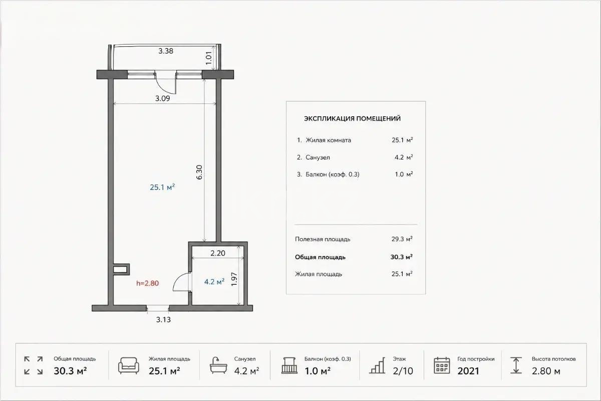 Продажа 1-комнатной квартиры, 31 м² в Алматы - фото 4