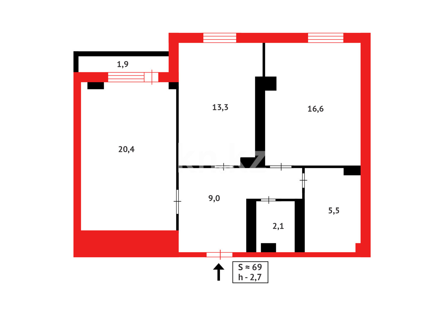 Продажа 2-комнатной квартиры, 68.8 м² - Продажа двухкомнатных квартир в Астане - страница 128 фото 11 из 11