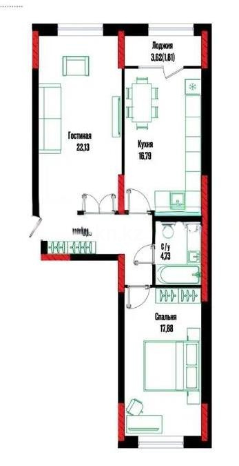 Продажа 2-комнатной квартиры, 71.53 м² - Продажа квартир в Астане фото 1 из 1