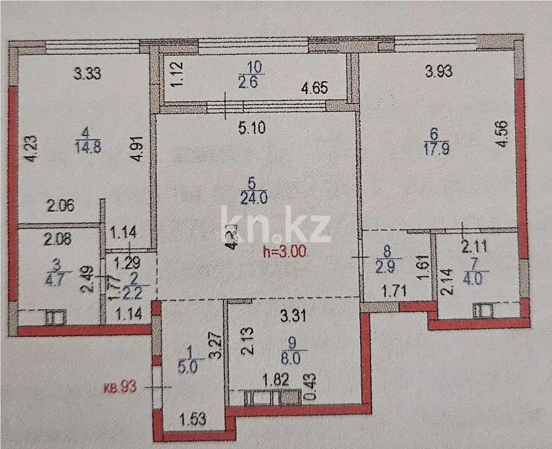 Продажа 3-комнатной квартиры, 86.1 м², ул. Акмешит, дом  9 в Астане