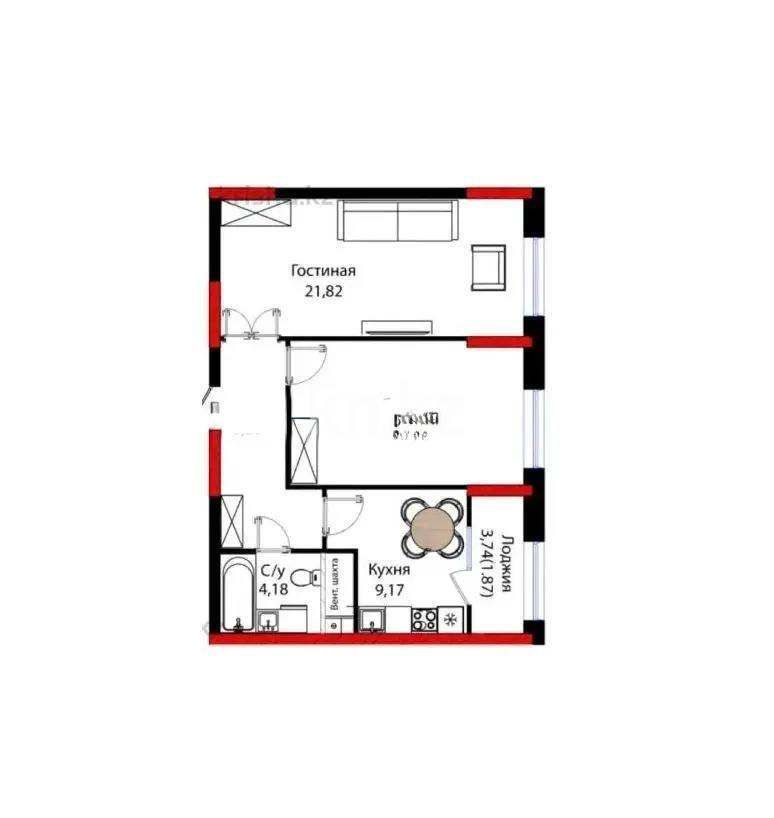 Продажа 2-комнатной квартиры, 63.28 м², ул. Бухар жырау, дом  12/2 - Продажа  двухкомнатных квартир в Астане без посредников с фото фото 1 из 2