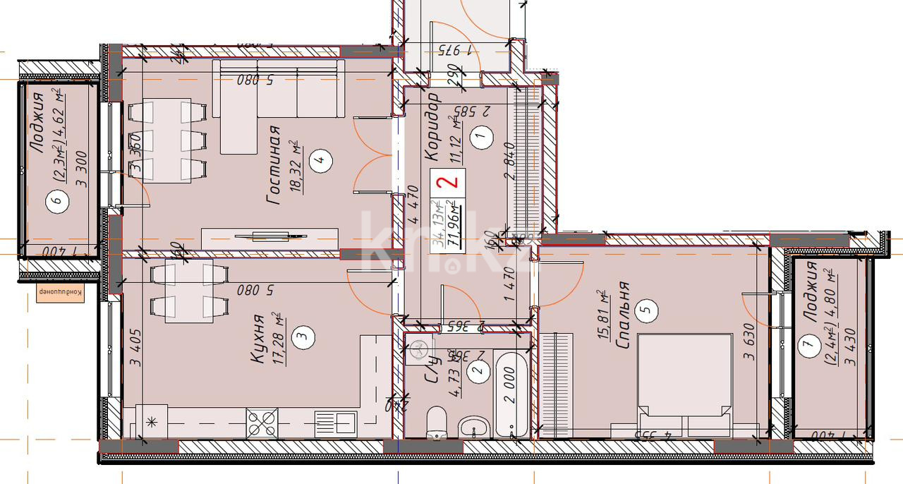 Продажа 2-комнатной квартиры, 72 м², ул. Айтматова, дом  57 - Продажа квартир в Астане без посредников фото 1 из 6