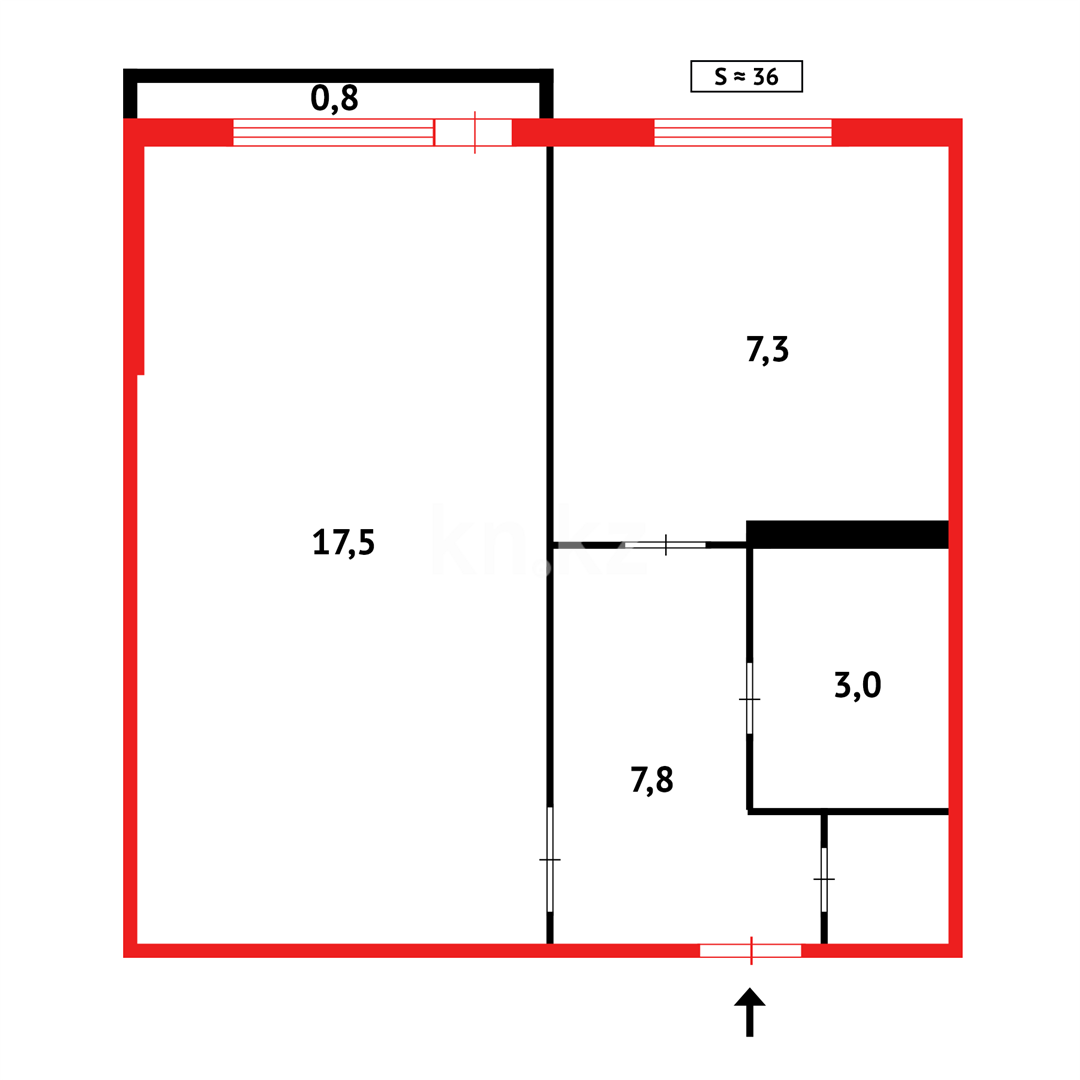 Продажа 1-комнатной квартиры, 36 м², пр. Металлургов - Продажа  однокомнатных квартир в Темиртау фото 8 из 8