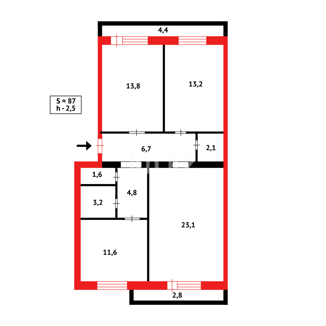 Продажа 3-комнатной квартиры, 87 м², 68 квартал - Продажа  трехкомнатных квартир в Темиртау фото 16 из 16