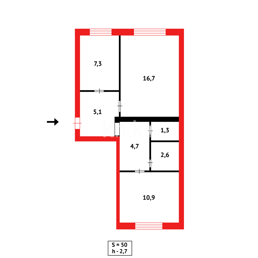 Продажа 2-комнатной квартиры, 48 м² - Продажа недвижимости в Караганде фото 14 из 14