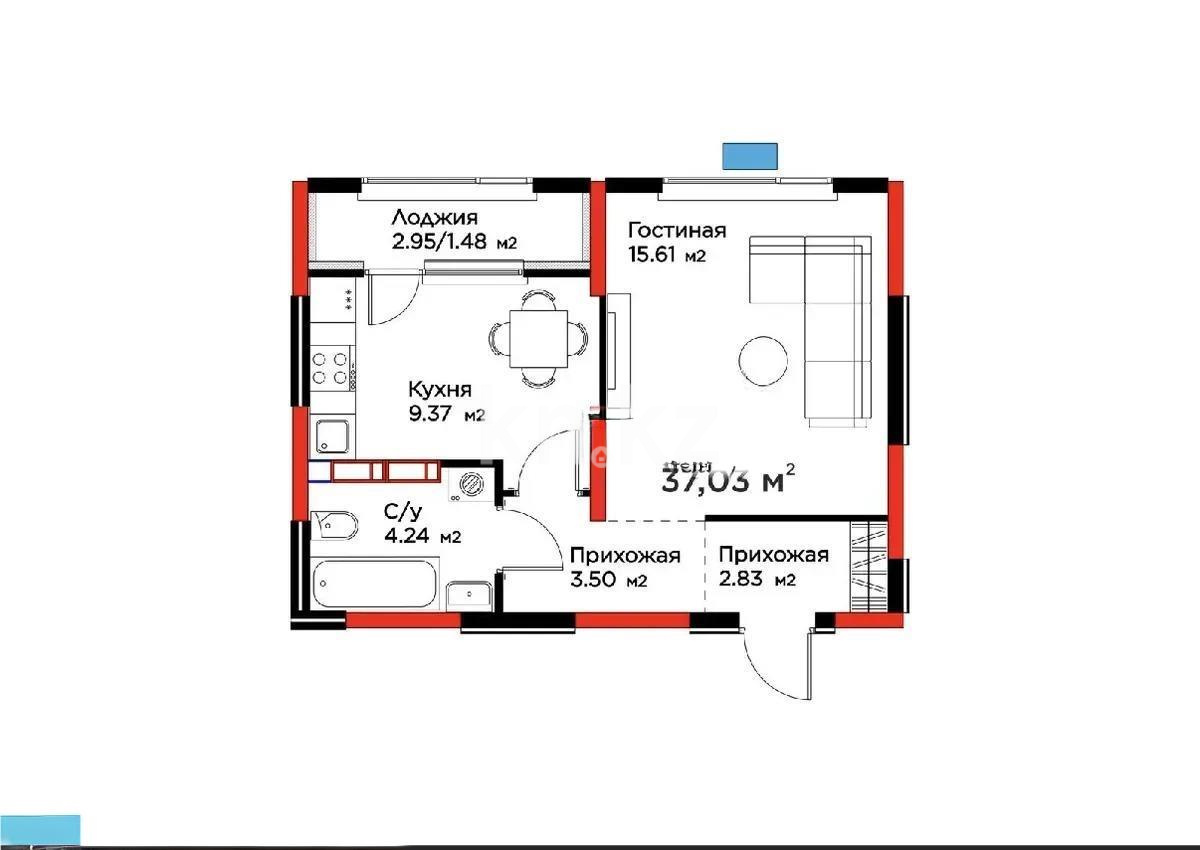 Продажа 1-комнатной квартиры, 37.03 м² - Продажа однокомнатных квартир от собственников в Алматы - страница 10 фото 1 из 1