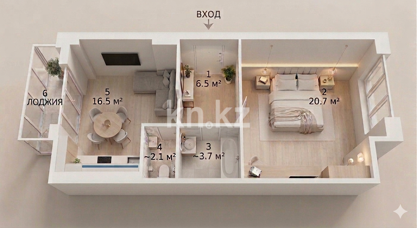 Продажа 2-комнатной квартиры, 51 м² - Продажа квартир в Кокшетау фото 3 из 13