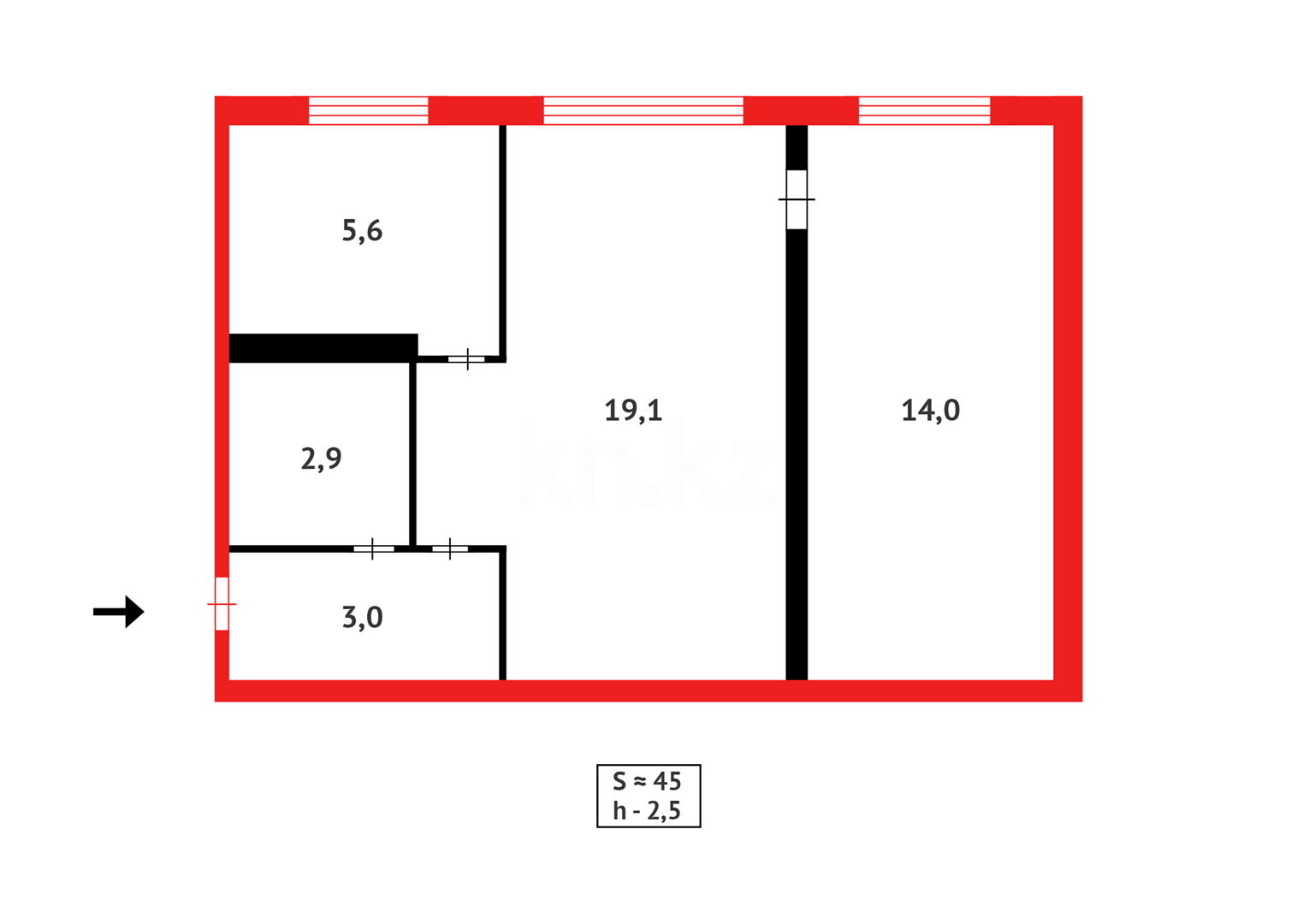 Продажа 2-комнатной квартиры, 44 м², ул. Сейфуллина, дом  33 в Абае - фото 6