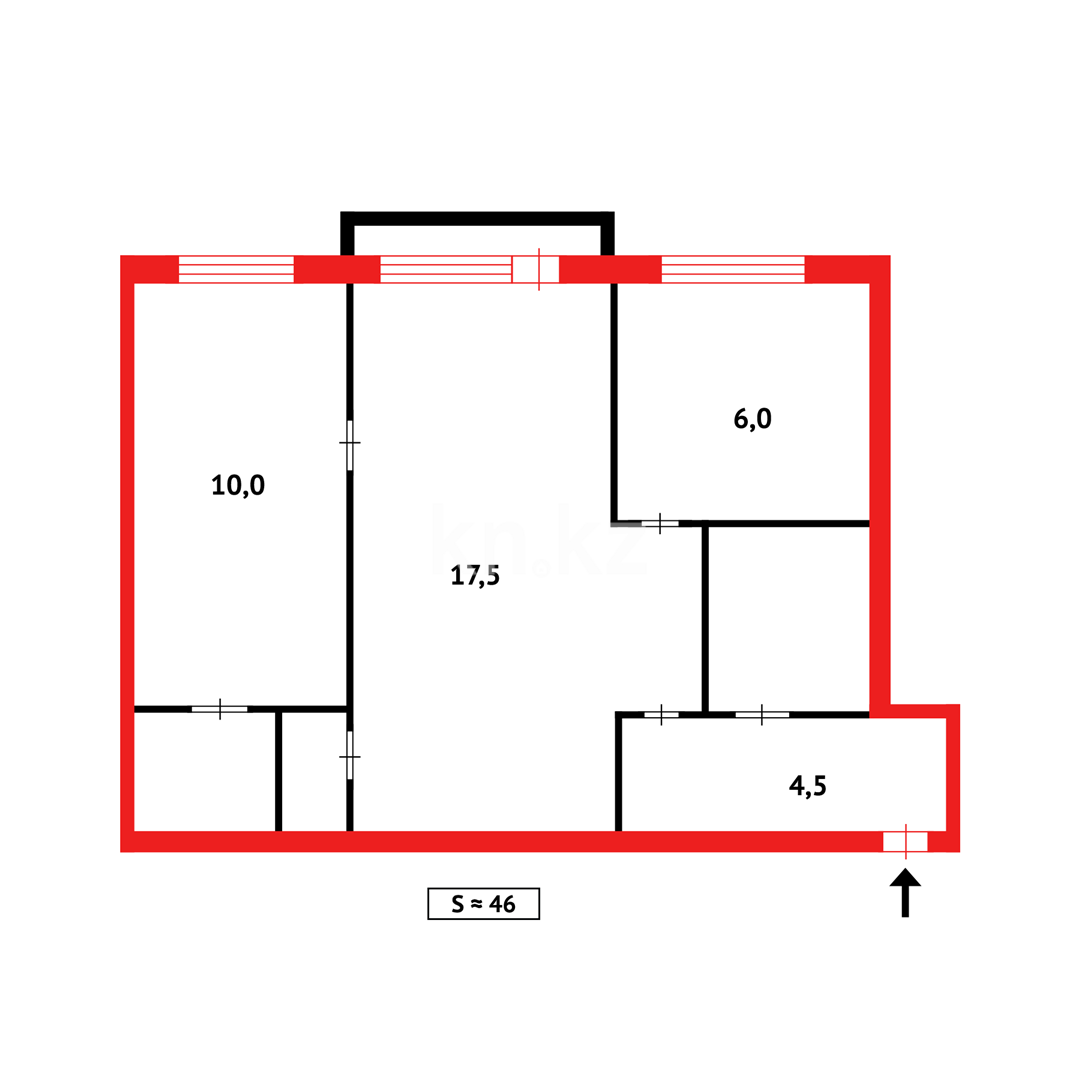 Продажа 2-комнатной квартиры, 43 м², пр. Бухар-жырау - Продажа квартир в Караганде фото 14 из 14