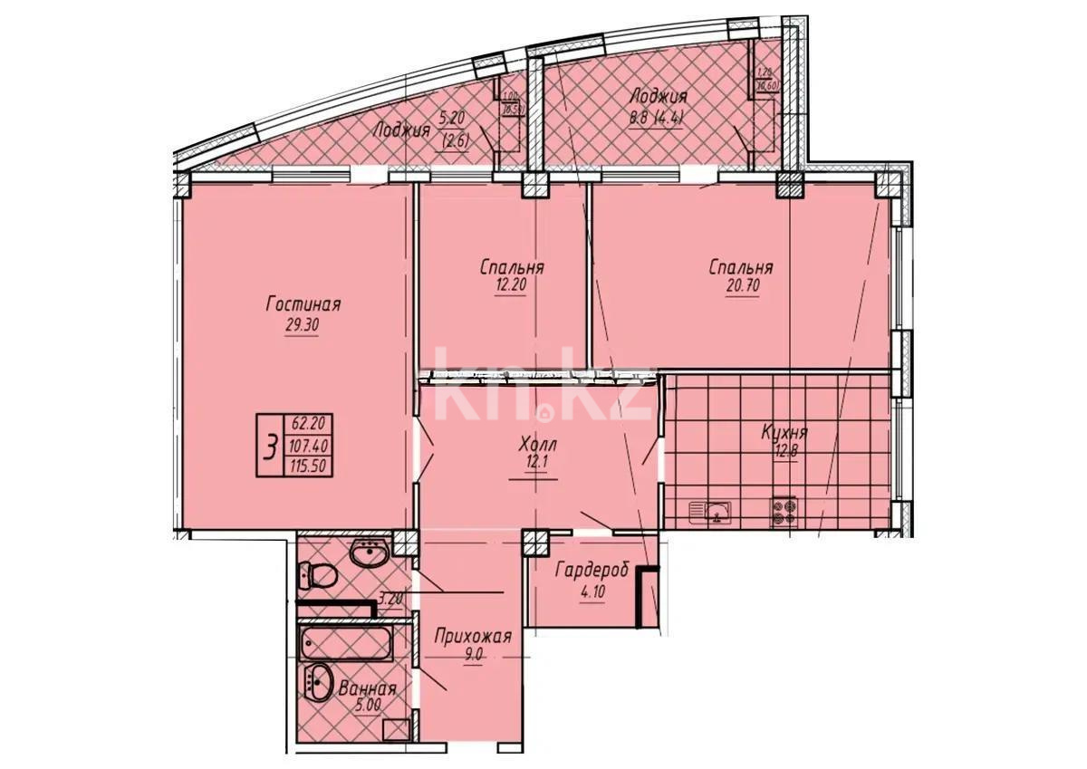 Продажа 3-комнатной квартиры, 115.5 м², ул. Майлина, дом  8/1 стр - Продажа квартир в Астане фото 1 из 1