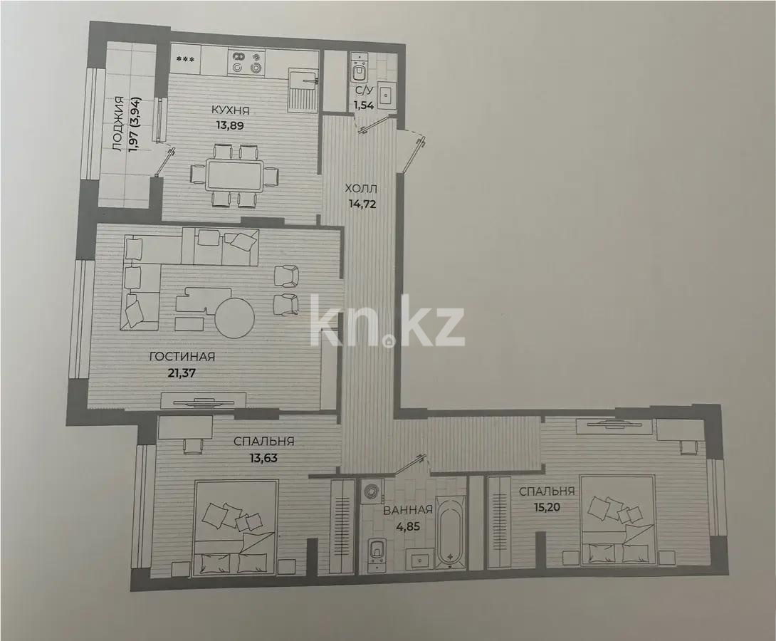 Продажа 3-комнатной квартиры, 88 м², пр. Туран, дом  39 стр - Продажа квартир в новостройках Астаны без посредников с фото фото 1 из 1