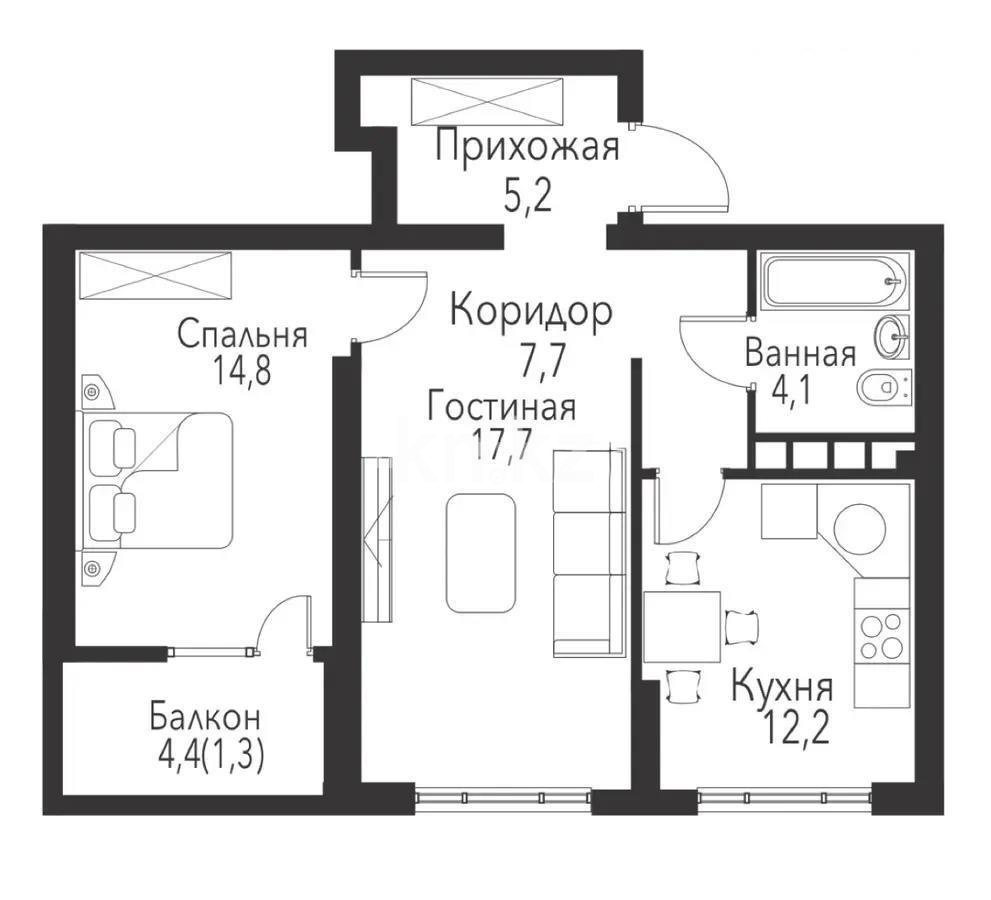 Продажа 2-комнатной квартиры, 63 м², пр. Рыскулова, дом  2б/2 - Продажа  двухкомнатных квартир в новостройках Алматы фото 1 из 1