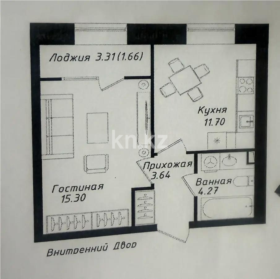 Продажа 1-комнатной квартиры, 36.57 м² в Астане