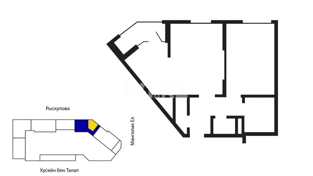 Продажа 2-комнатной квартиры, 64.12 м², пр. Мангилик Ел, дом  63/1 в Астане