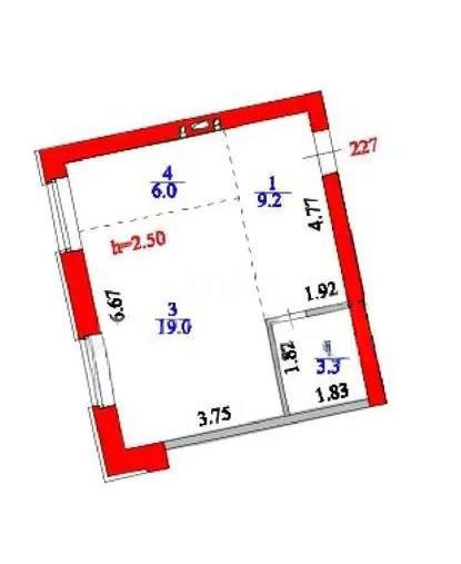 Продажа 1-комнатной квартиры, 37.5 м² в Астане