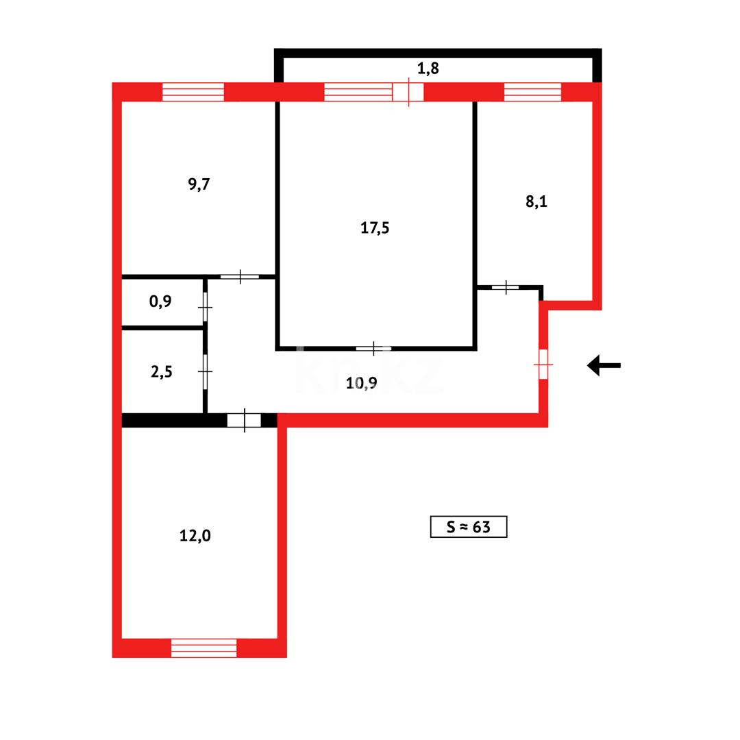 Продажа 3-комнатной квартиры, 63 м² в Караганде - фото 10
