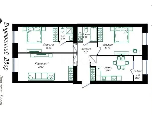 Продажа 3-комнатной квартиры, 95.78 м² в Астане