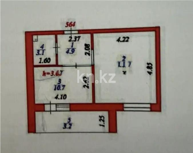 Продажа 1-комнатной квартиры, 42.4 м² - Продажа квартир в р-не Есиль Астаны - страница 2 фото 3 из 3