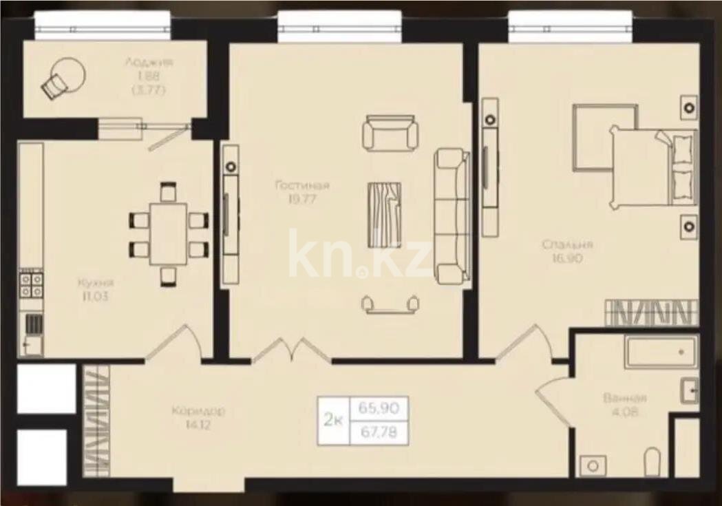 Продажа 2-комнатной квартиры, 67.78 м² в Астане - фото 5