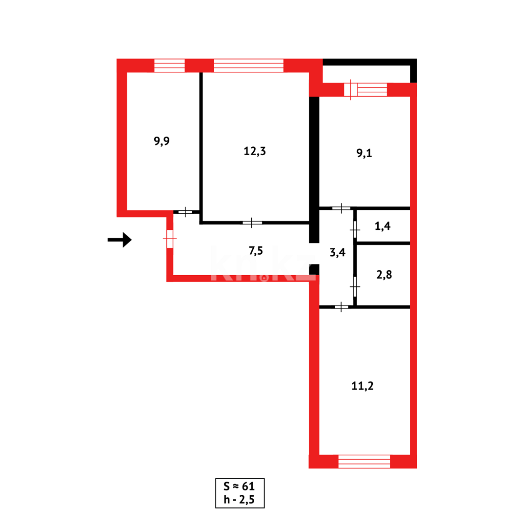 Продажа 3-комнатной квартиры, 62 м² в Караганде - фото 19