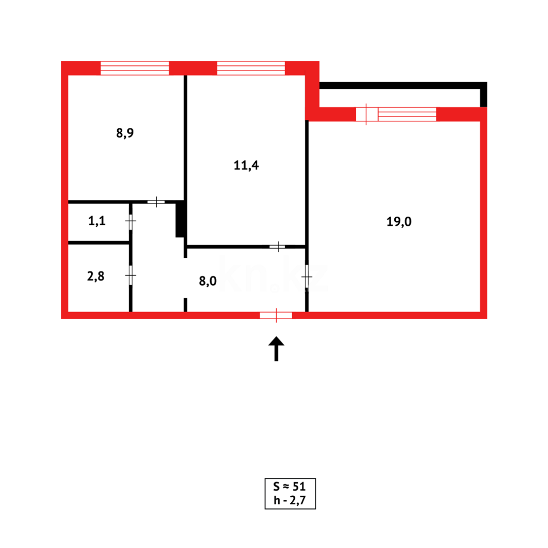Продажа 2-комнатной квартиры, 51 м² - Продажа квартир в районе Юго-Восток в Караганде фото 6 из 6