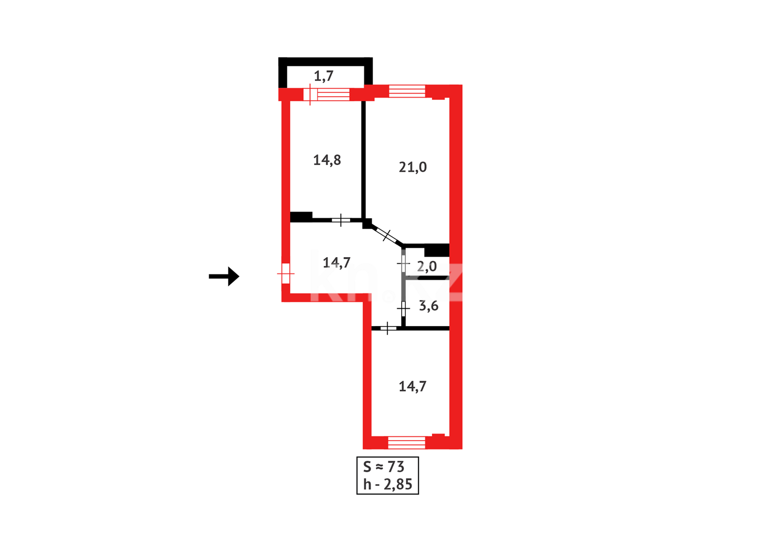 Продажа 2-комнатной квартиры, 72.5 м² в Астане - фото 12