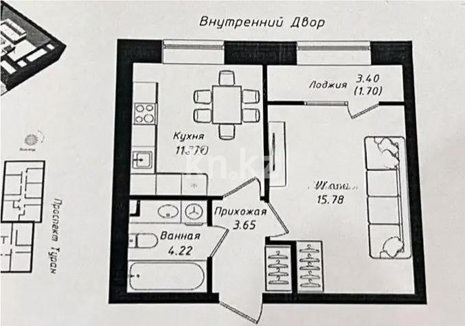 Продажа 1-комнатной квартиры, 37 м² в Астане