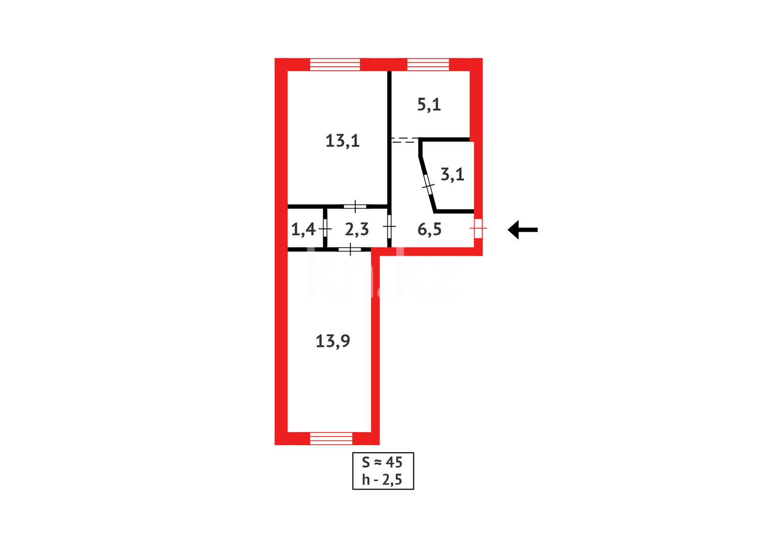 Продажа 2-комнатной квартиры, 45 м², 2 кв-л - Продажа квартир в Караганде фото 16 из 16