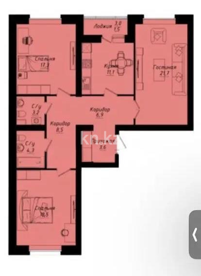 Продажа 3-комнатной квартиры, 94.3 м² в Астане