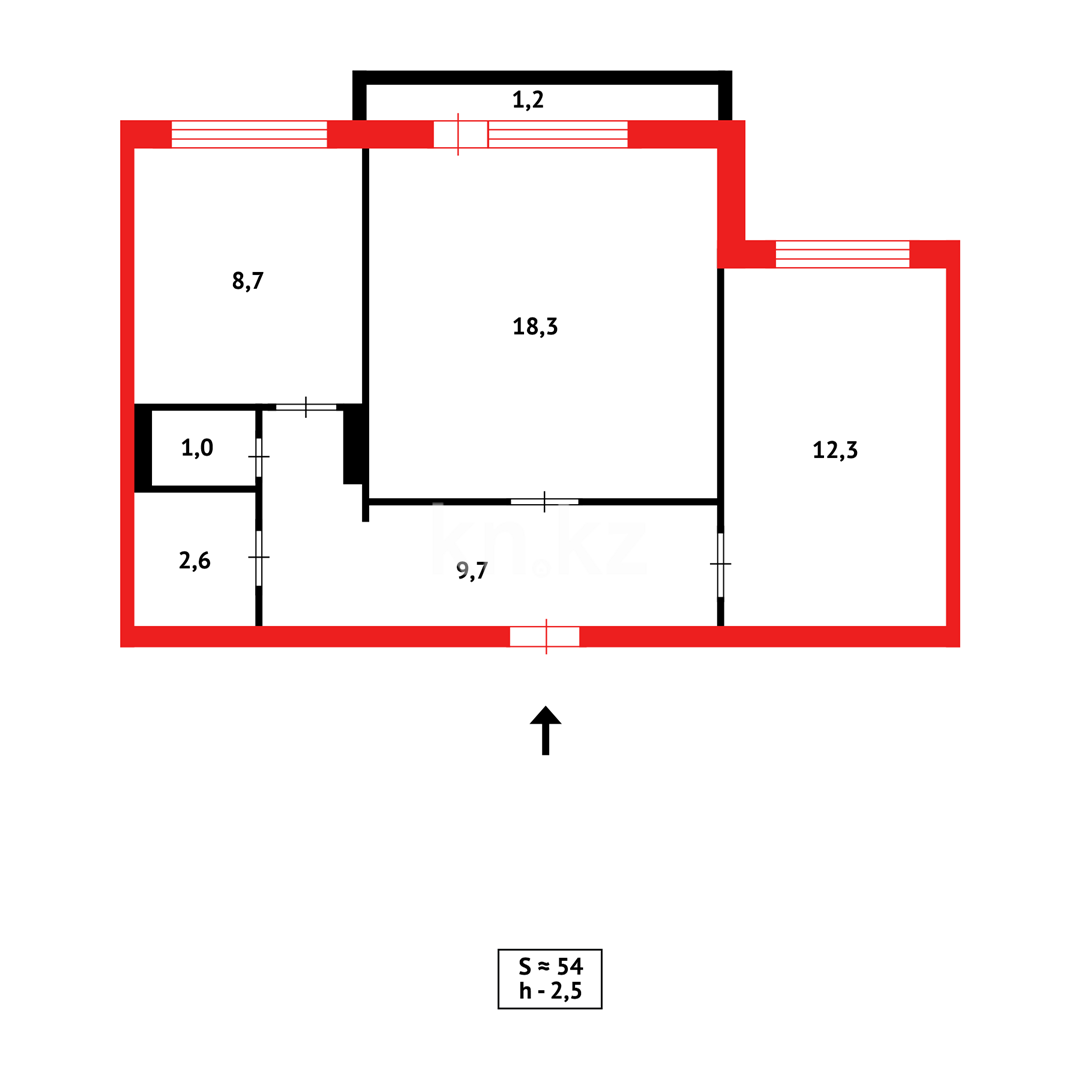 Продажа 2-комнатной квартиры, 56.5 м², ул. Сатыбалдина, дом  7/2 - Продажа квартир в Караганде фото 15 из 15
