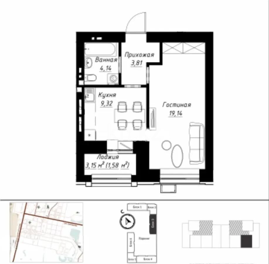 Продажа 1-комнатной квартиры, 38.88 м² в Астане - фото 2