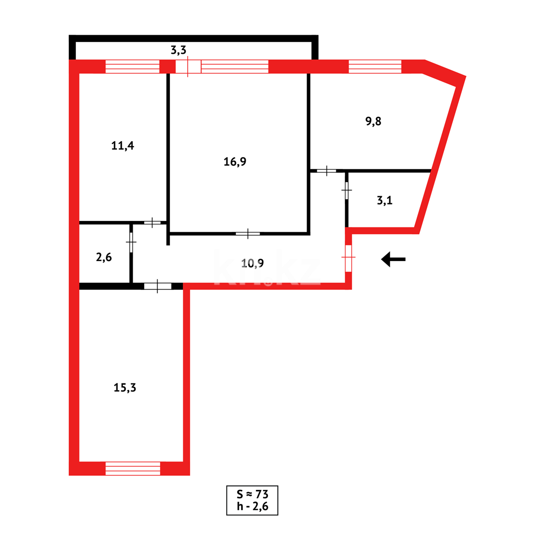 Продажа 3-комнатной квартиры, 73 м² - Продажа трехкомнатных квартир в Караганде - страница 35 фото 9 из 9